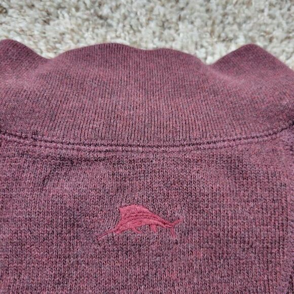 Tommy Bahama Sweater Mens 2XL Burgundy 1/4 Zip Preppy Long Sleeve Marks* - Picture 7 of 8